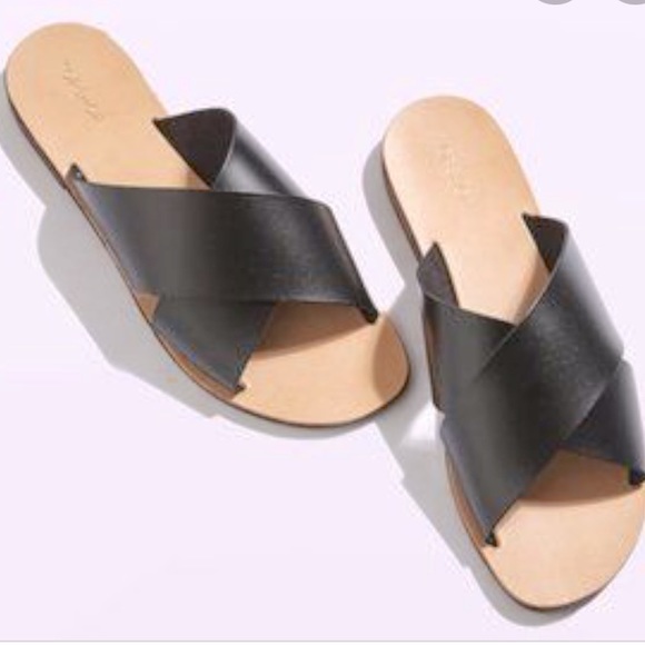 Topshop Leather Criss Cross Hawaii Slides 8.5 - Picture 1 of 13